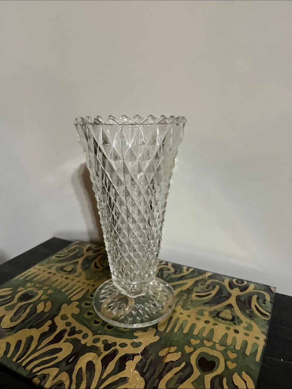 Clear Diamond-Cut Glass Vase - Home Accents